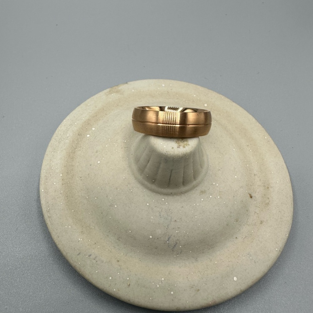 Stainless Steel Rose Gold Plated Groove Band Ring